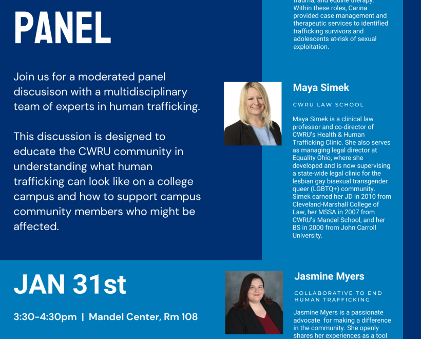 Human Trafficking Awareness Month Discussion Panel flyer