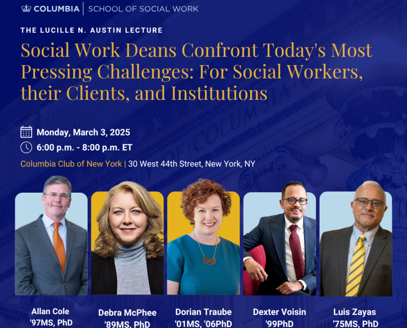 Columbia School of Social Work Event Flyer with headshots