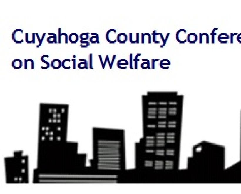 "Cuyahoga County Conference on Social Welfare" written above an illustrated Cleveland skyline
