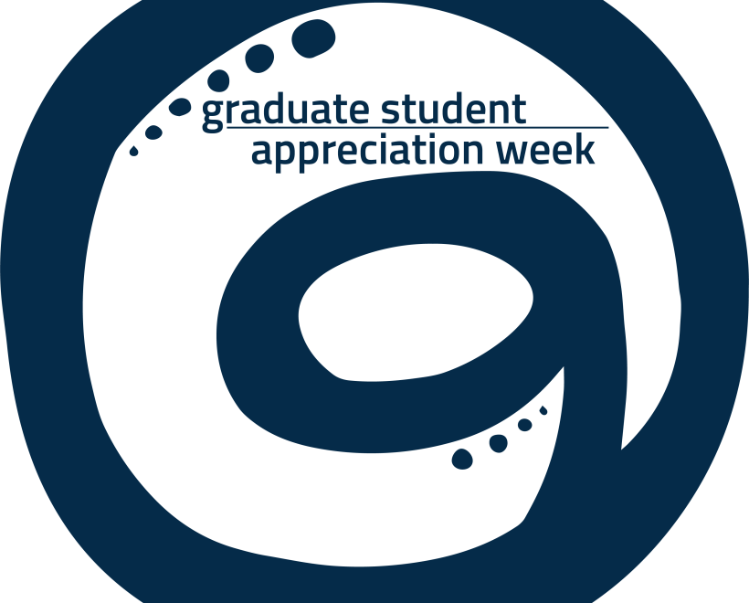 "Graduate Student Appreciation Week" in side a circle "G" sign GSAW logo