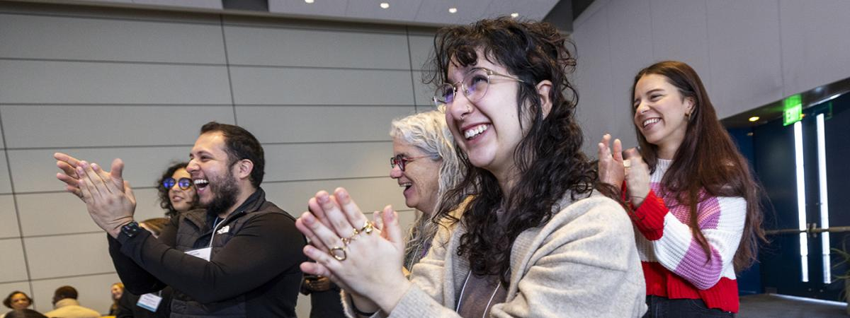 CWRU Mandel students applauding and celebrating 