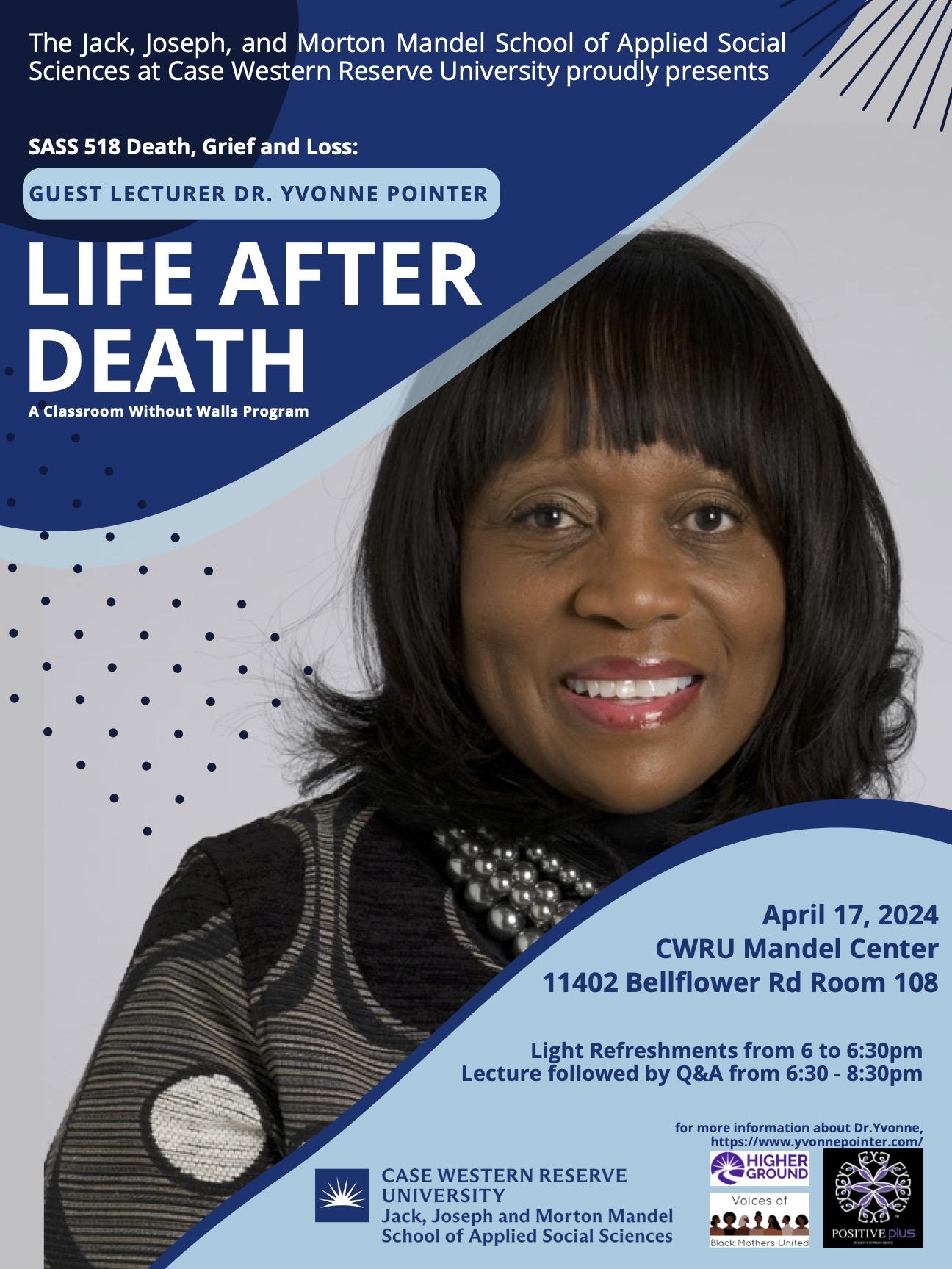 Life After Death event flyer with image of Yvonne Pointer