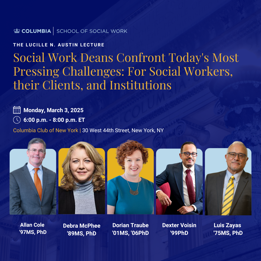 Columbia School of Social Work Event Flyer with headshots