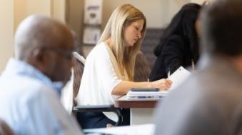 Female student at a table studying