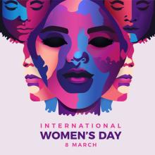 Silhouettes of many faces "International Women's Day 8 March"