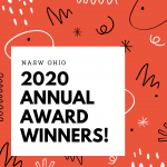 "NASW Ohio 2020 Annual Award Winners!" on a confetti-filled red background