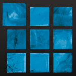 9 square blue tiles from Mandel Foundation's logo