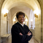 Justice Melody J. Stewart in the courthouse