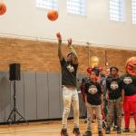Kids test out threes at the recent reopening of the Kovacic Rec Center.