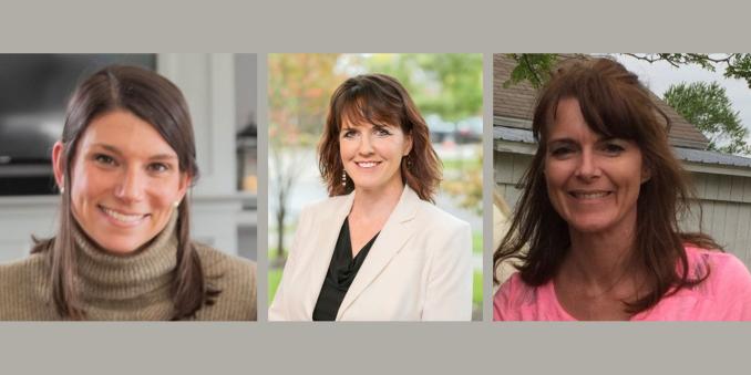L-R: Erin Fiorito, Maureen Kishna, Pamela Mitterling headshots on a gray background