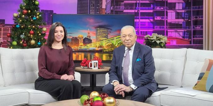 Angela Newman White interviewing with WKYC's Leon Bibb