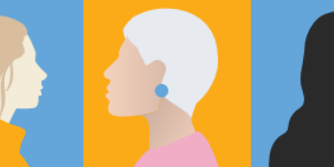 Illustrations of people looking left and right