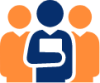 Orange person, blue person, orange person icons
