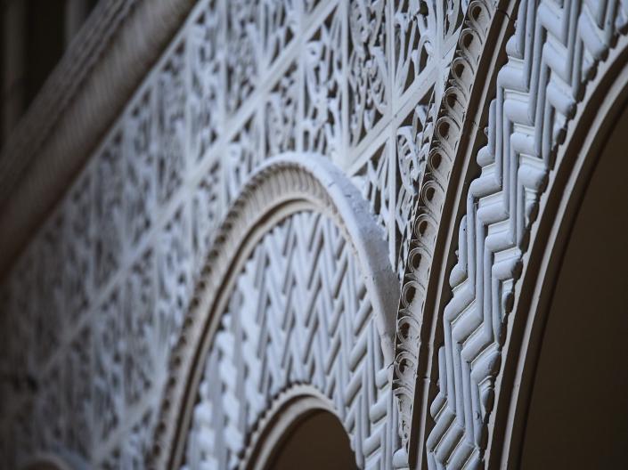 grey arches in building