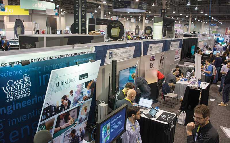 Photo of Case Western Reserve University’s setup at CES convention floor