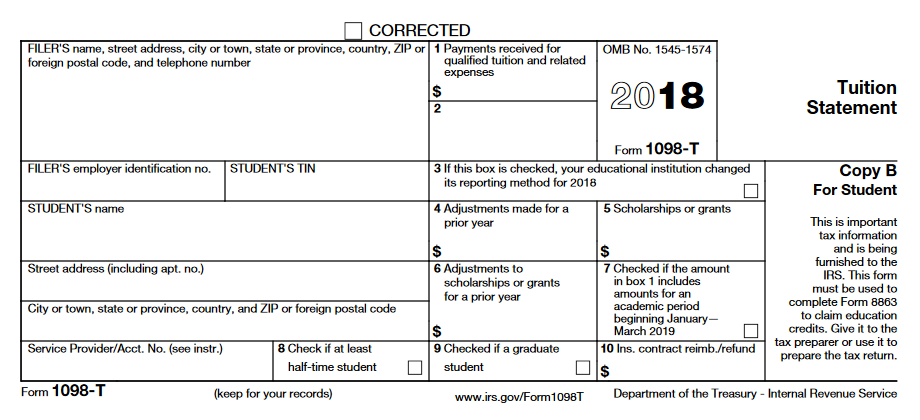Changes To 2018 Irs Form 1098 T Student Financial Services Case