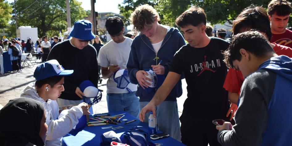 Students decorating hats