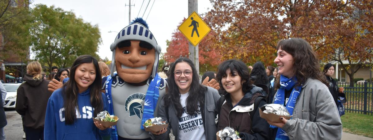Students with Spartie at the Tailgate