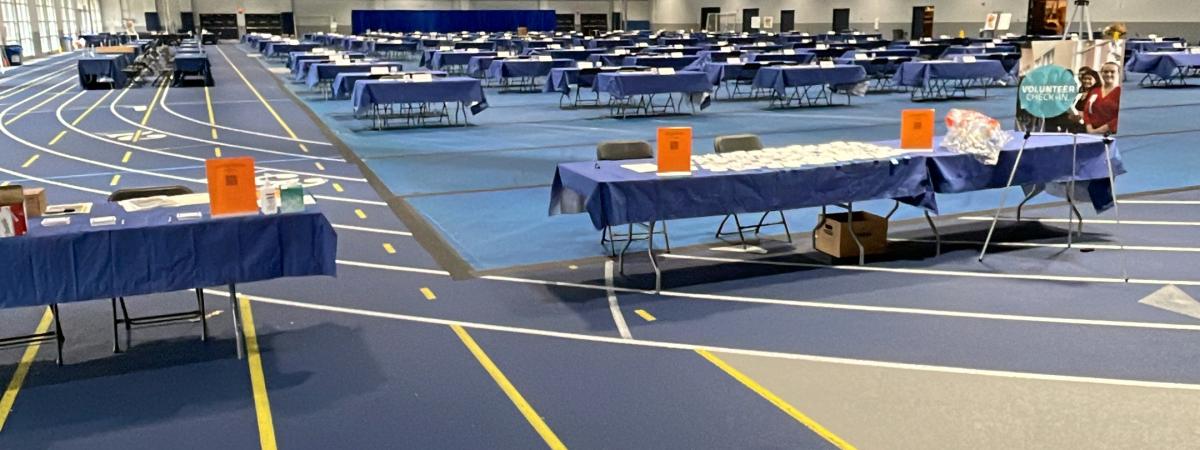 Empty career fair floor