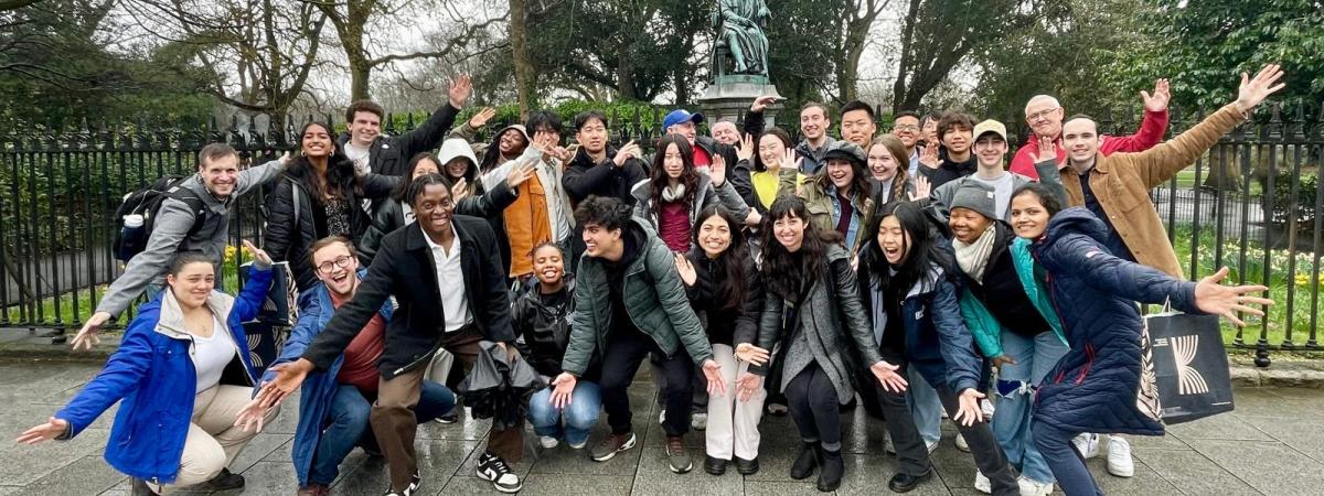 Large student group with faculty in Ireland