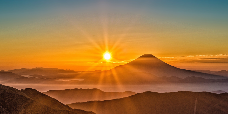 Sunset above mountains