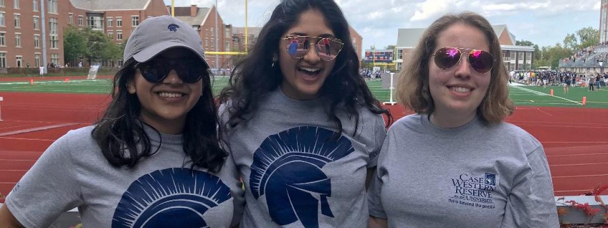 Three women at a football game