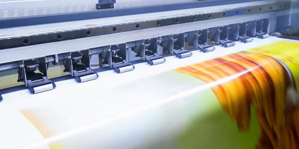 A poster being printed