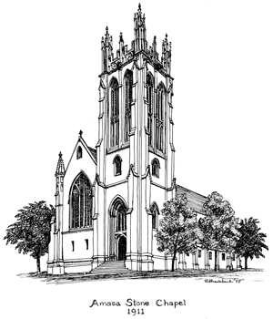 Drawing of Amasa Stone Chapel, 1911