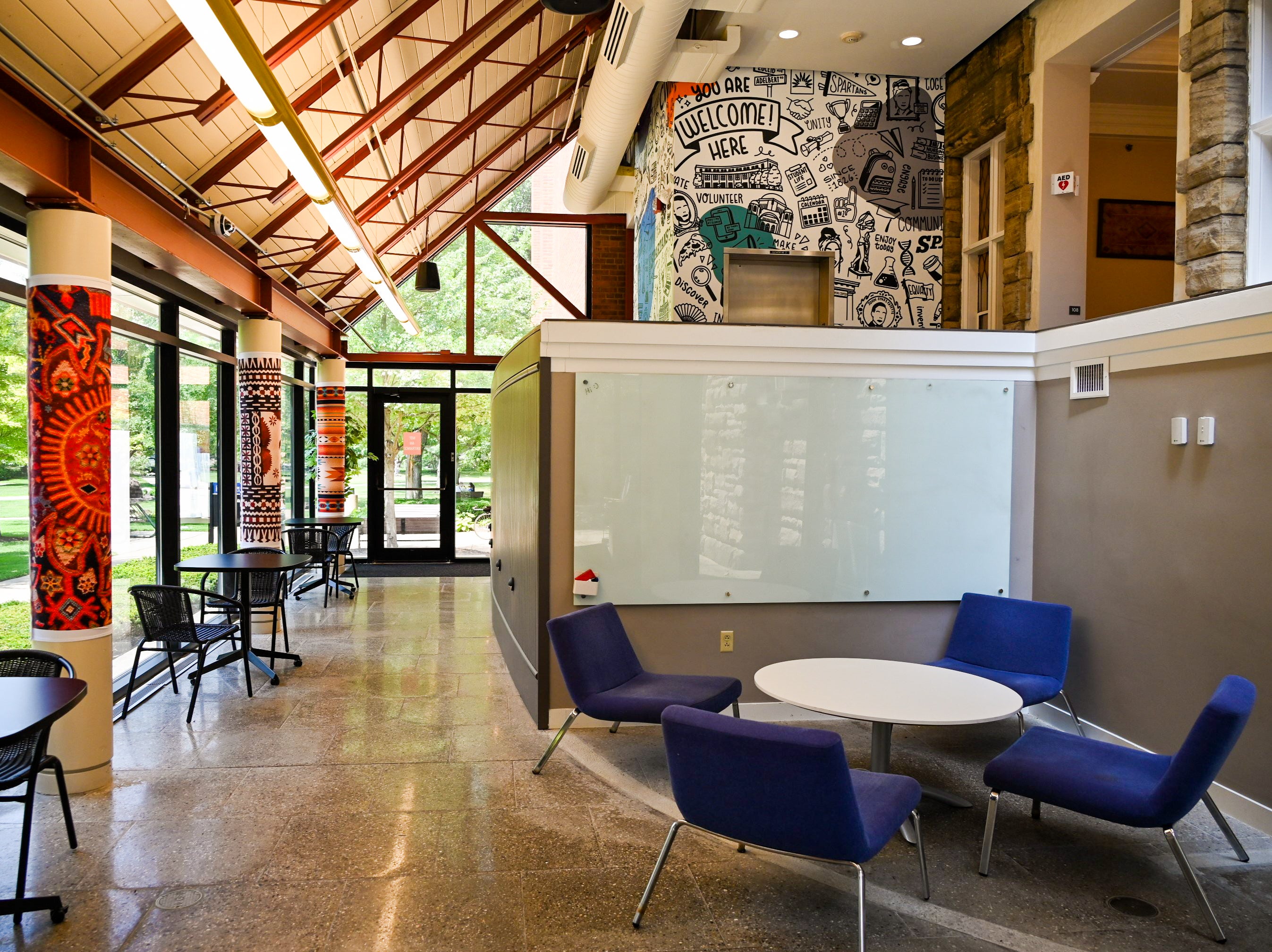 Photo of empty Atrium with various seating areas