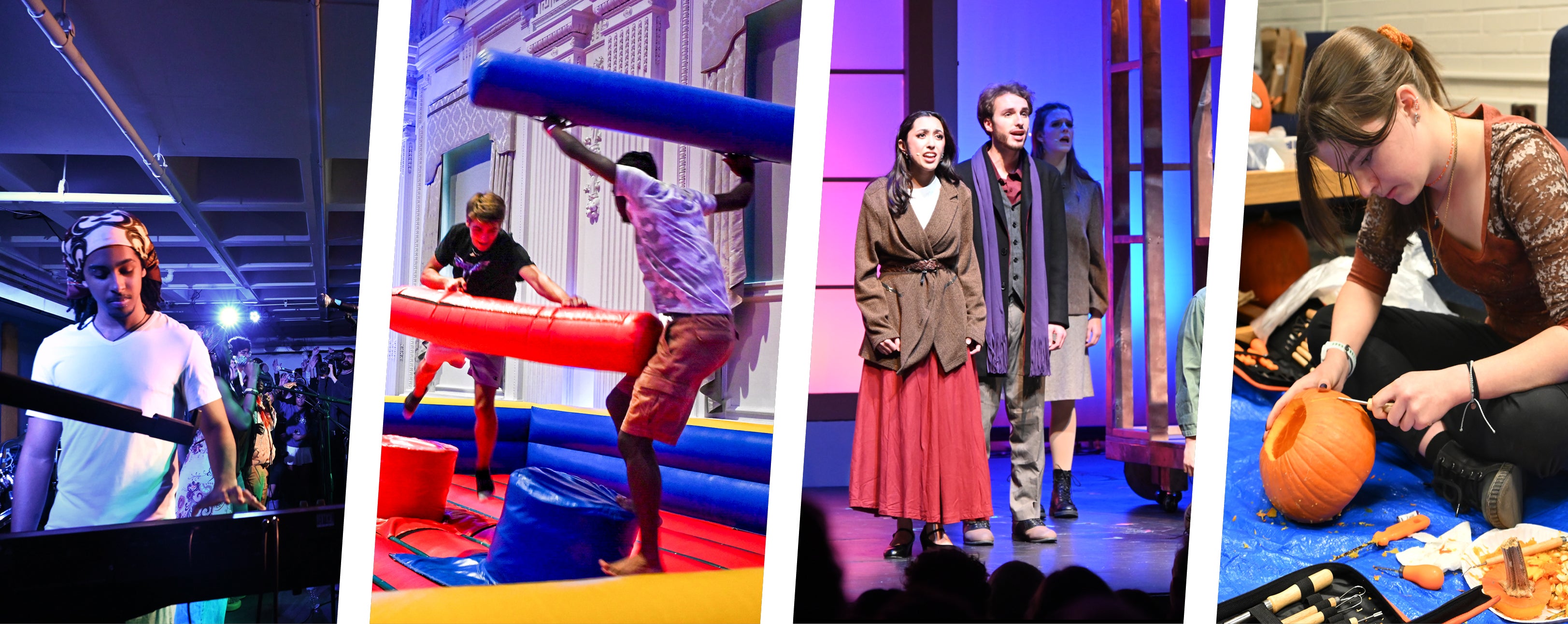 Four photos of student activities in the four spaces that Student Centers operates