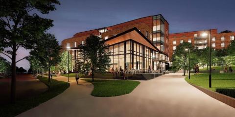 A mockup of the exterior of the Multipurpose Room