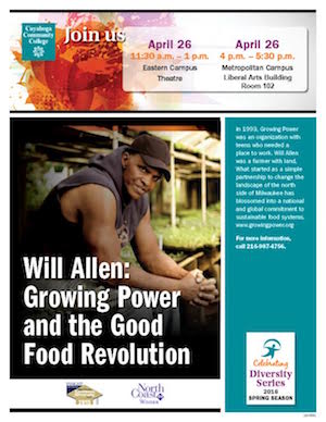 image of Will Allen with the text, "Will Allen: Growing Power and the Good Food Revolution"
