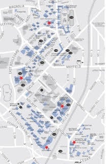 Map of Bike paths around campus