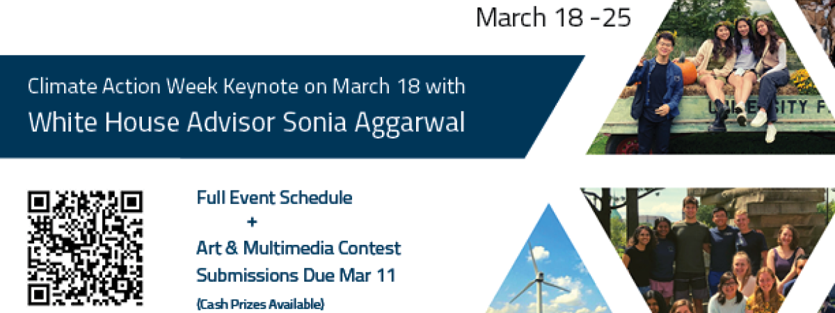 Climate Action Week happening March 18-25, featuring keynote by White House Advisor Sonia Aggarwal