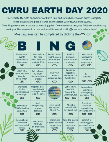 image of Earth Day BINGO card 