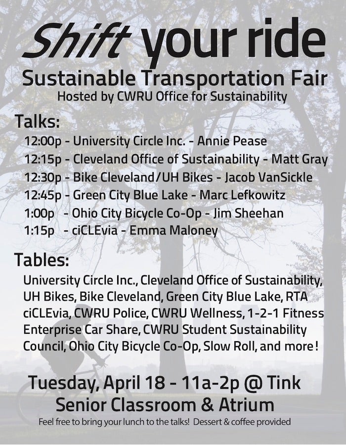 Shift your ride, Sustainable Transportation, Hosted by CWRU for Sustainability