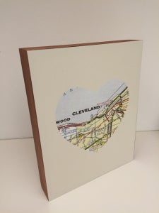 Artwork showing a heart with a map of Cleveland in it