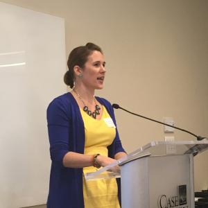 Photo of Swetland Team member Rachael Sommer at Women's Leadership Graduation at CWRU