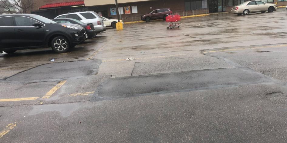 Photo taken from a parking lot of a grocery store