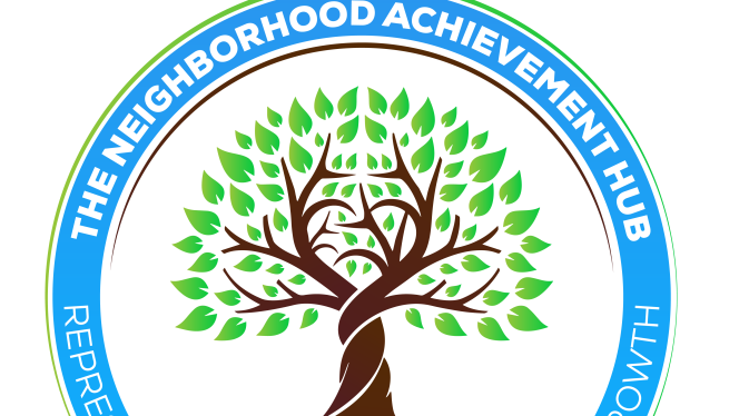 The Neighborhood Achievement Hub Logo - tree surrounded by a blue circle