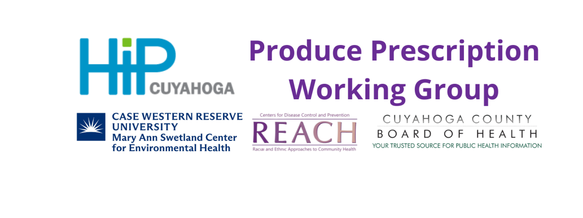 Logos for Health Improvement Partnership Cuyahoga, Cuyahoga County Board of Health, CDC REACH, Swetland Center
