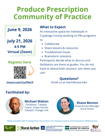 flier for PRx community of practice with photos of the facilitators, Michael Walton and Shane Benton. Link to register and details are listed below