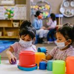 Children with Masks in childcare