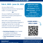 blue and white flier with information about the REACH Fellowship listed below