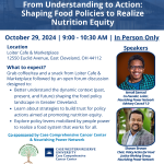 blue and white flier with photos and names of speakers, and information about the seminar