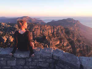 Case Western Reserve University student Talia McGowan Cobb on top of Table Mountain in Cape Town, South Africa
