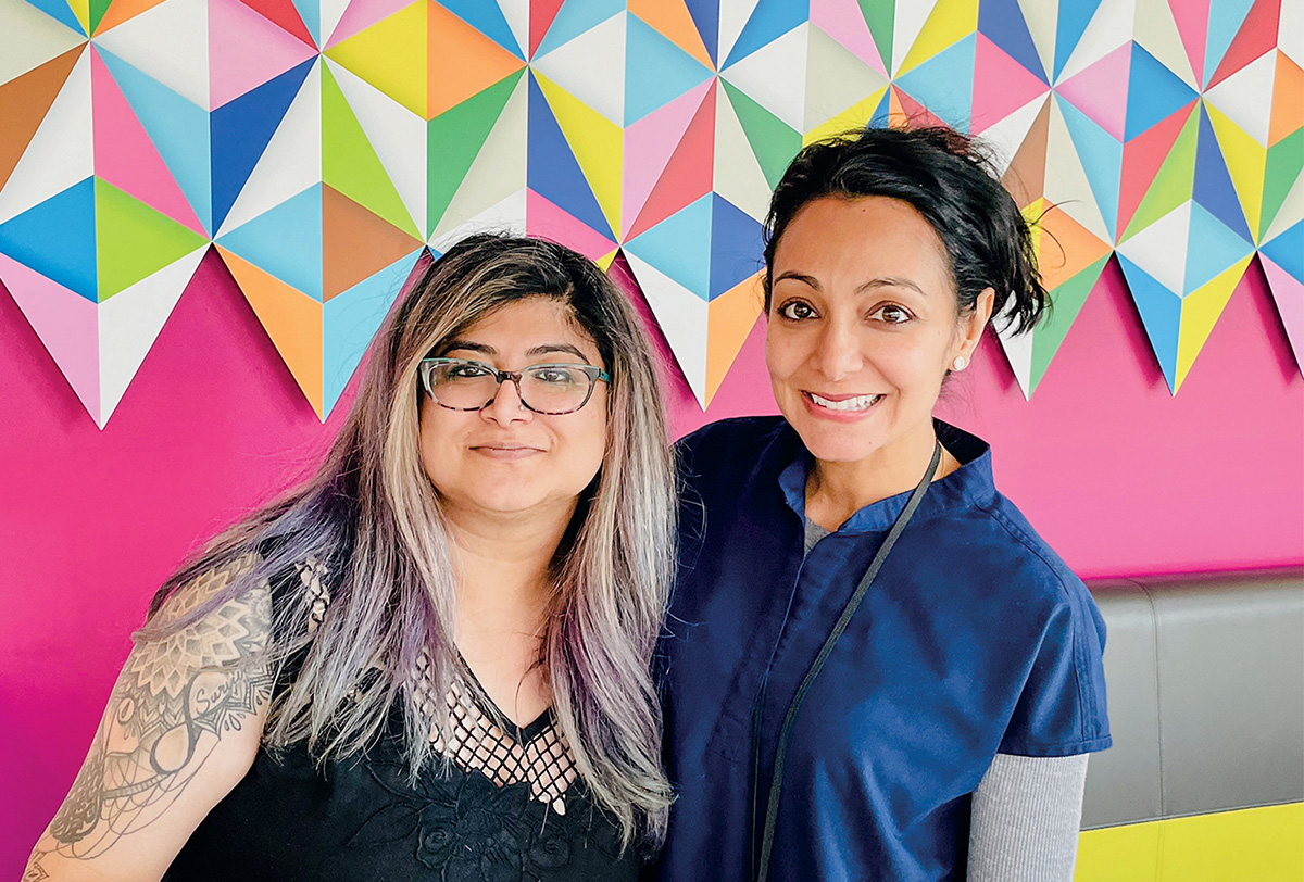 Image of Gulnar Feerasta and Suparna Argekar Mahalaha, DDS in a pop-up dental clinic