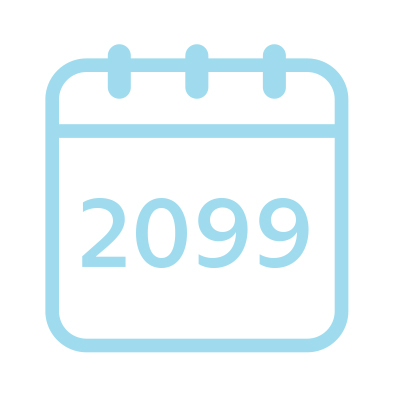 Outline of a calendar showing the year 2099