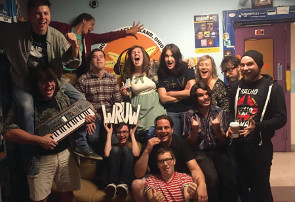 The WRUW students taking a silly group photo.