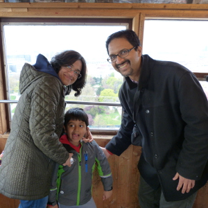 Anant Madabhushi with his wife and son, Annapurna and Advait.